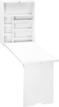 White Wall Mounted Fold Out Desk with Storage Shelf I544185