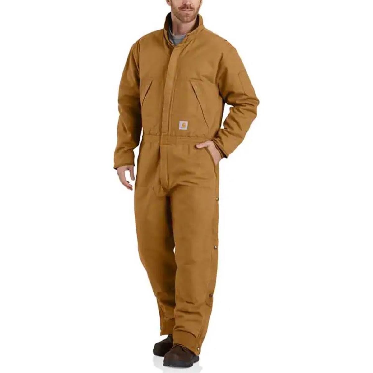 Brown Loose Fit Washed Duck Insulated Coverall J417933