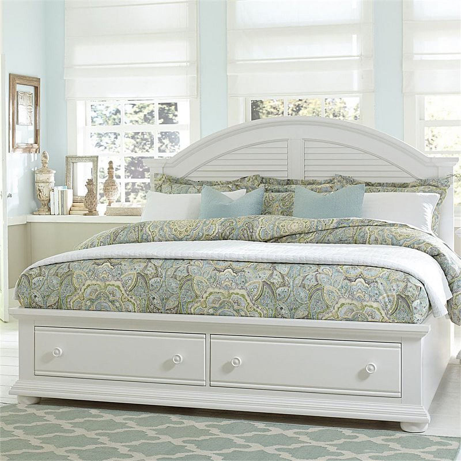 White Wood Queen Panel Headboard S92885