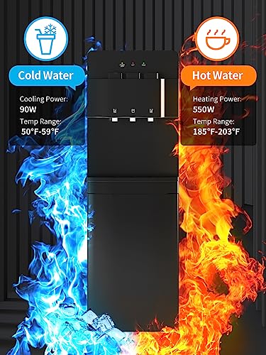 Black Bottom Loading Water Cooler Dispenser with 3 Temperature Settings T29461