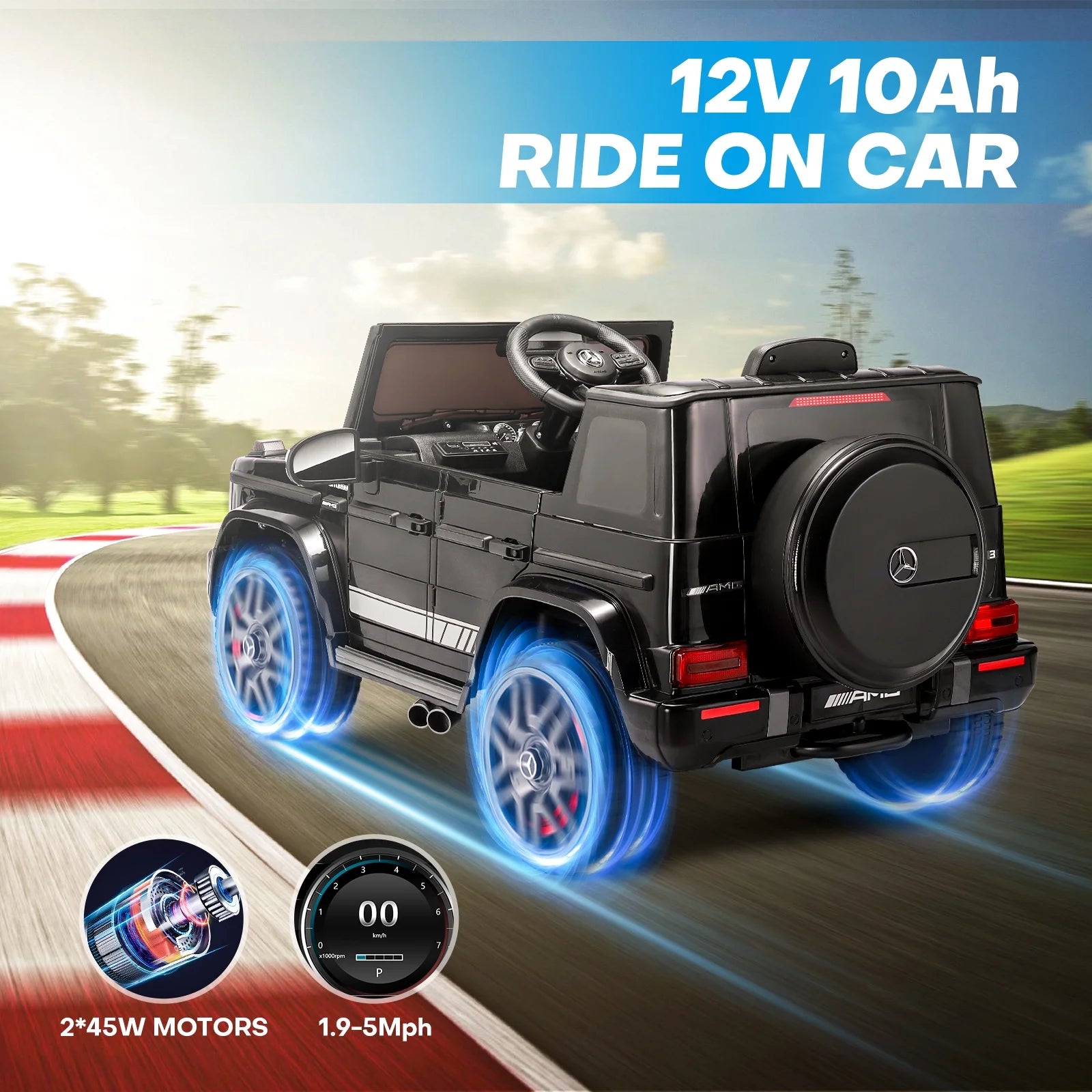 Black 12 V 10Ah Kids Ride on Car L28536