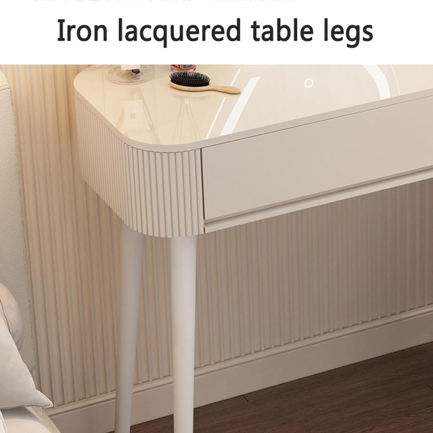 Makeup Vanity Table with Lighted Mirror, 3 Lighting Modes Adjustable, Large Capacity Dressing Table L5902
