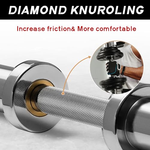 16”/20” Olympic Dumbbell Handles Pair of 500lbs Capacity Loadable Dumbbell Bars with Collars for 2” Olympic Weight Plates O786