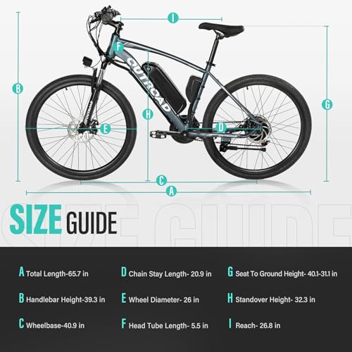 26" Electric Mountain Bike with Removable Battery, 36V 350W Brushless Motor, 21-Speed Gear, Front Fork Suspension A82611