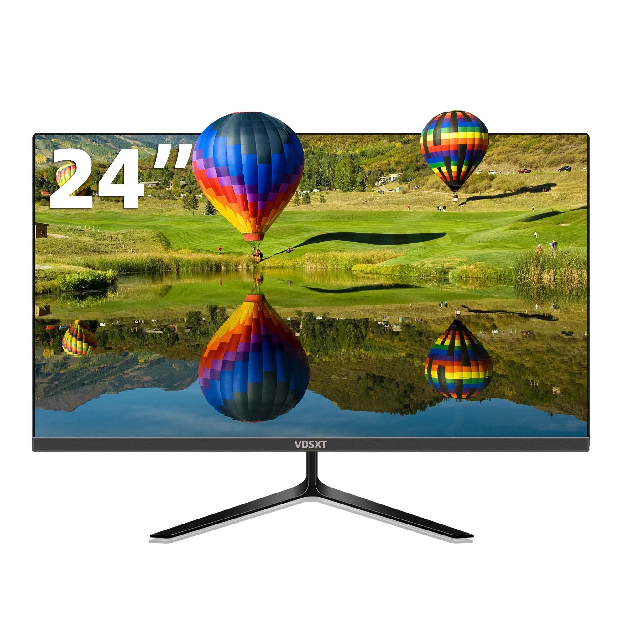 24inch FHD 75hz Flat Panel Computer Monitor Frameless Thin Ergonomic Tilt LED IPS 1ms Display Screen HDMI+VGA Port With HDMI Cable Black I133