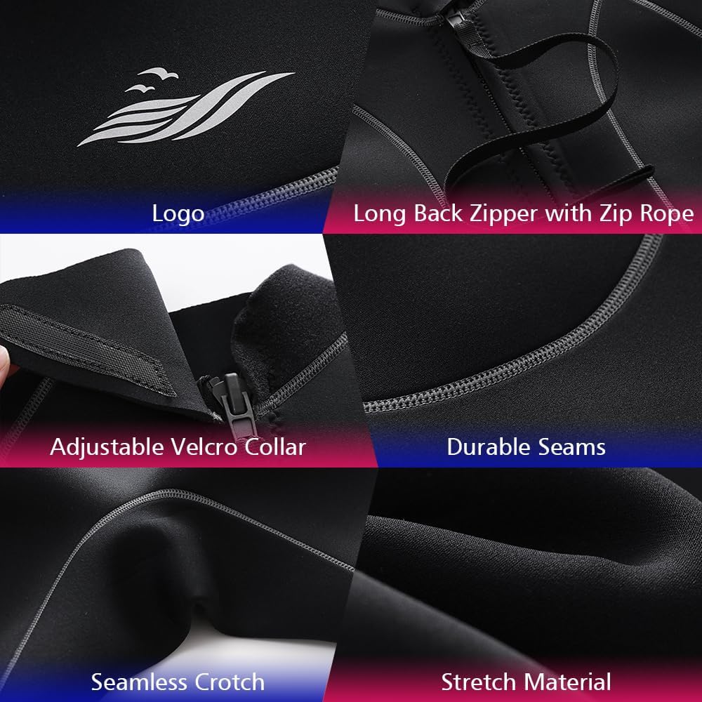 3mm Shorty Full Wetsuit Neoprene Dive Skin Front Back Zip Scuba Diving Suit K744210