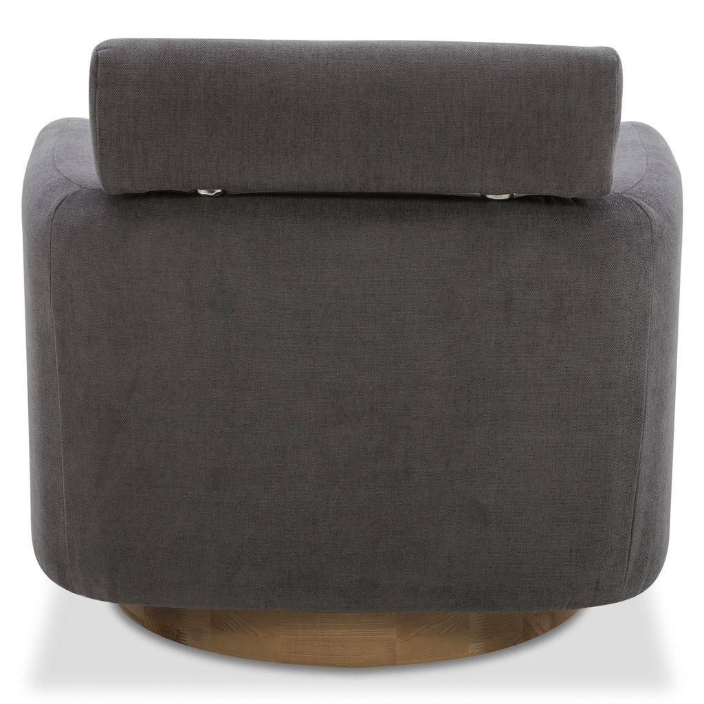 Dark Gray Fabric Swivel Accent Barrel Chairs with Adjustable Backrest C2070