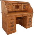 54 inch Solid Oak Wood Roll Top Desk with Locking File Drawers T673135