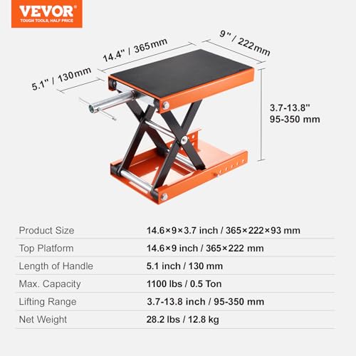 1100 LBS Steel Motorcycle Scissor Lift Jack with Safety Pin Z90337