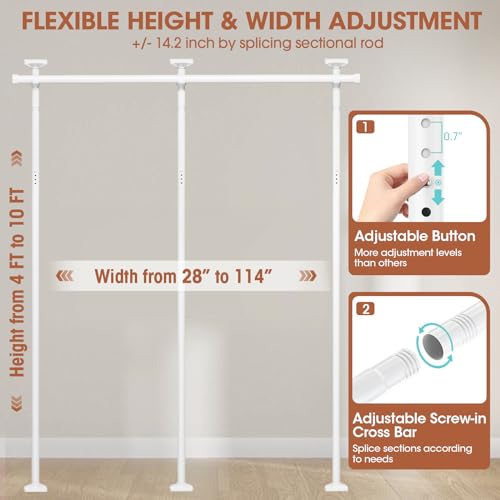 Black Heavy Duty Adjustable Freestanding Tension Curtain Room Divider V274896