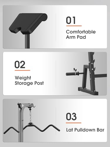Olympic Weight Bench with LAT Pulldown Pulley System and Preacher Curl Pad H45524