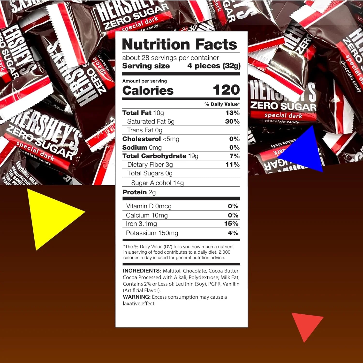 Zero Sugar Dark Chocolate Candy, Individually Wrapped (2.5 Pound Bag) B40155
