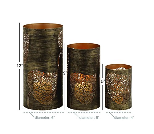 Bronze Metal Hurricane Candle Lantern, 3 Count H762527