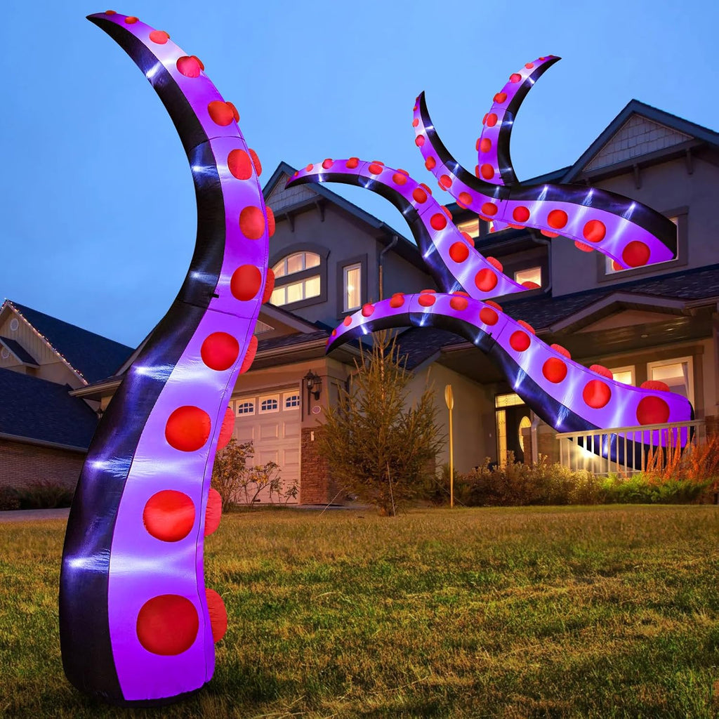 14 FT Huge Halloween Inflatables Octopus Tentacles Built-in LED Lights Inflatable Yard Decoration P1050