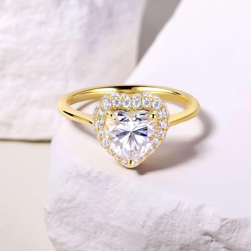 1.12 Carat Heart-Shaped Moissanite Rings with 18K White Gold Plated 925 Sterling Silver M278241