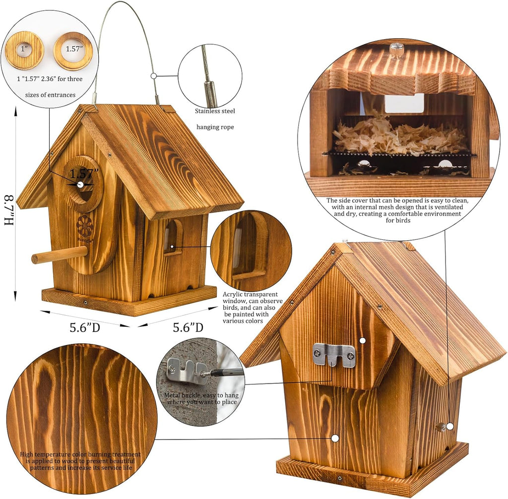 Carbonized Solid Wood Bird House DIY Kit A721
