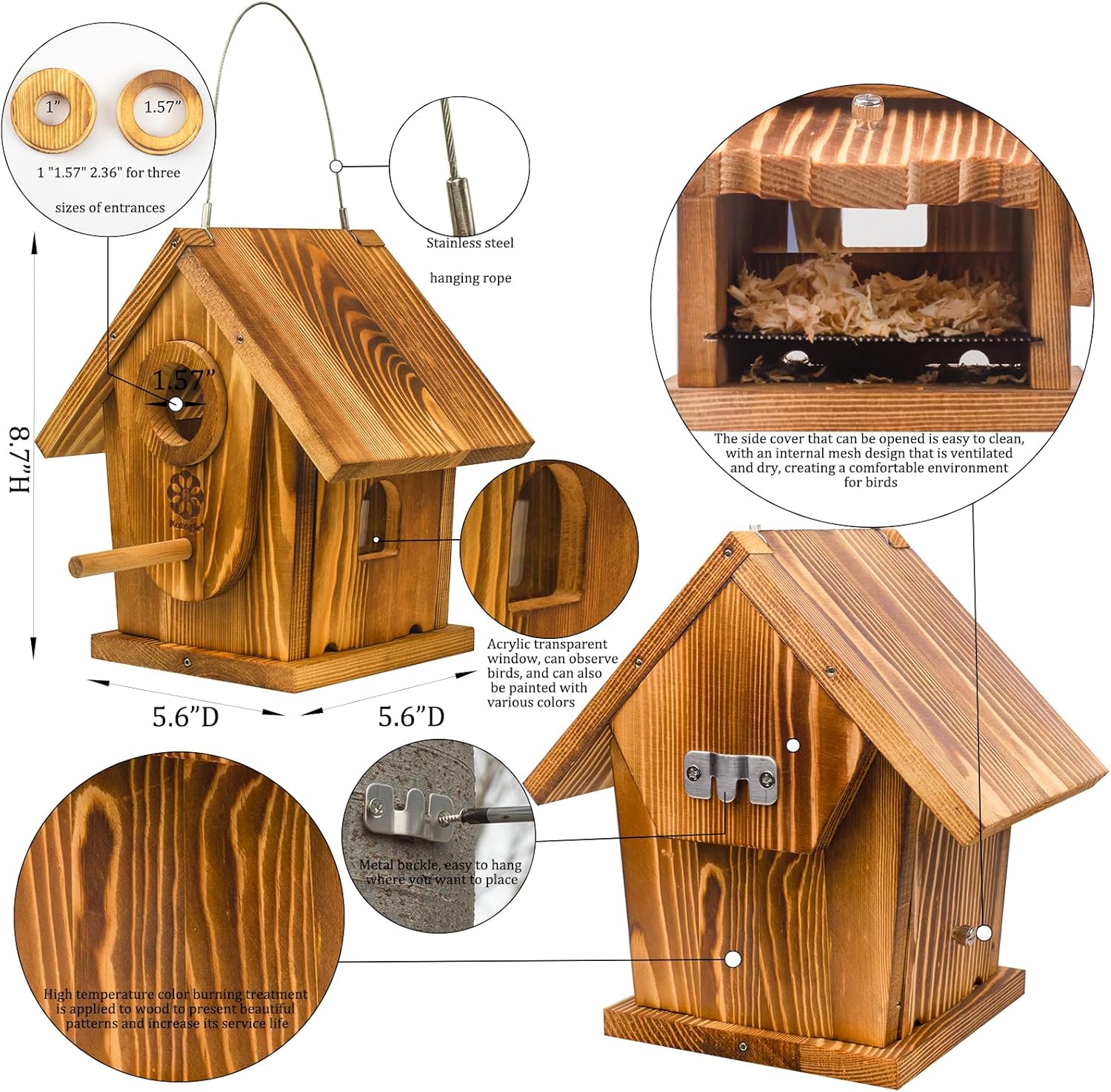 Carbonized Solid Wood Bird House DIY Kit A721