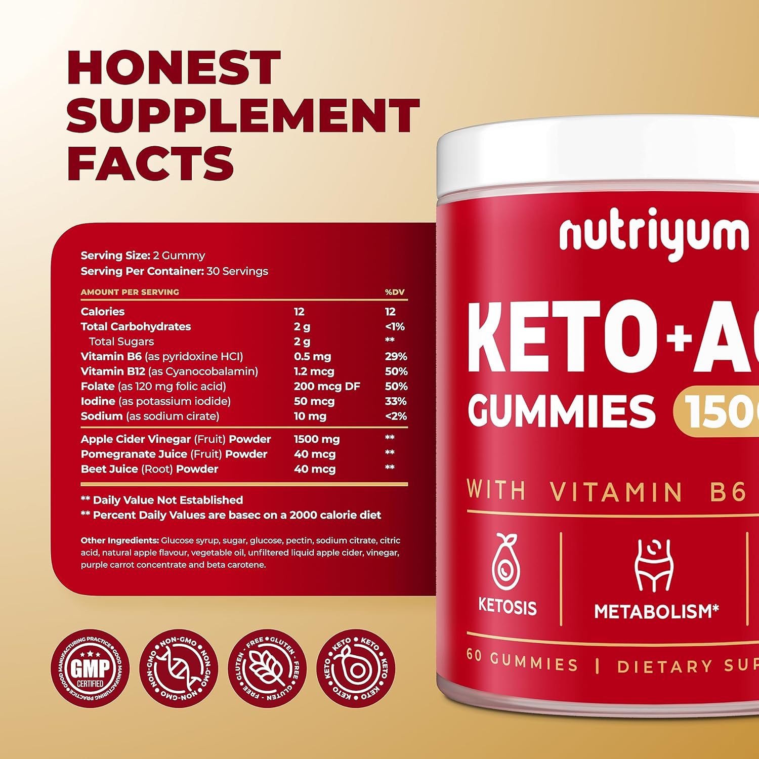 Keto ACV Gummies 1500 mg - 60 pcs A53111