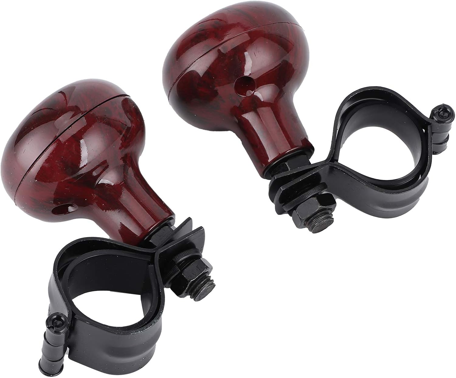 Mahogany Woodgrain Steering Wheel Spinner Knob 2Pcs C494447