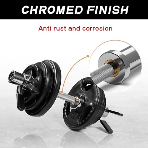 16”/20” Olympic Dumbbell Handles Pair of 500lbs Capacity Loadable Dumbbell Bars with Collars for 2” Olympic Weight Plates O786
