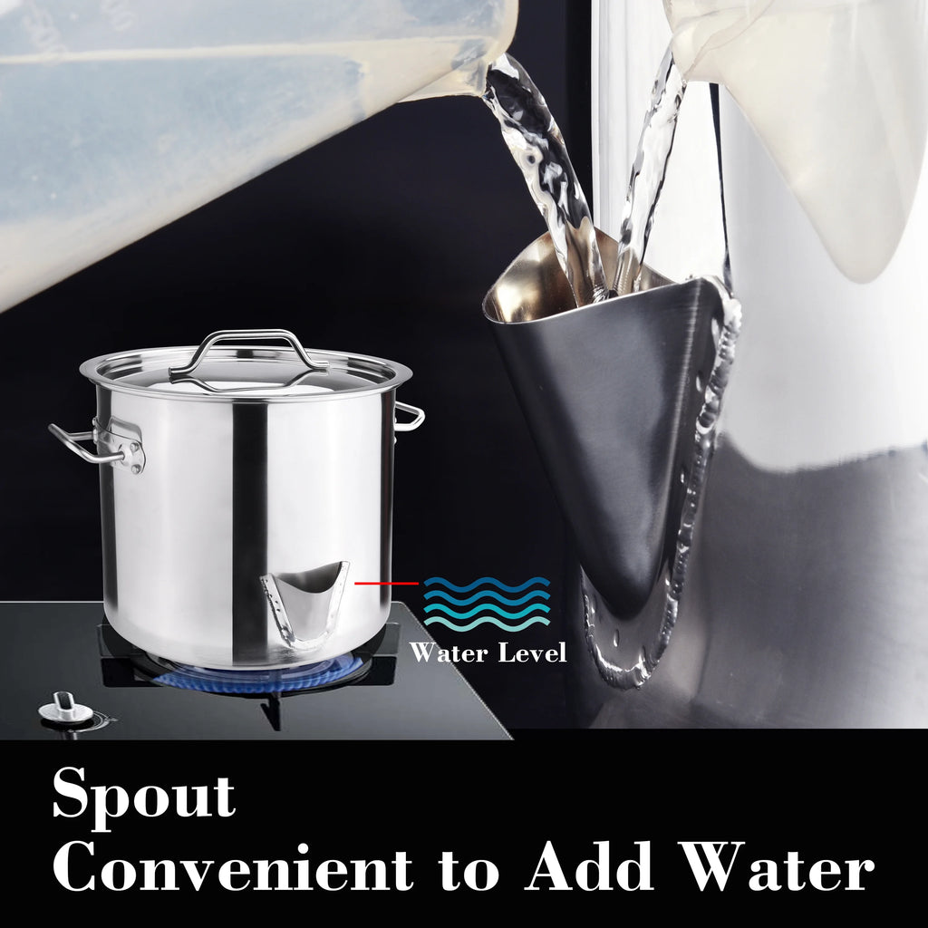 10 Gallon 40QT Stainless Steel Stock Pot with Lid & Steamer Rach E63836