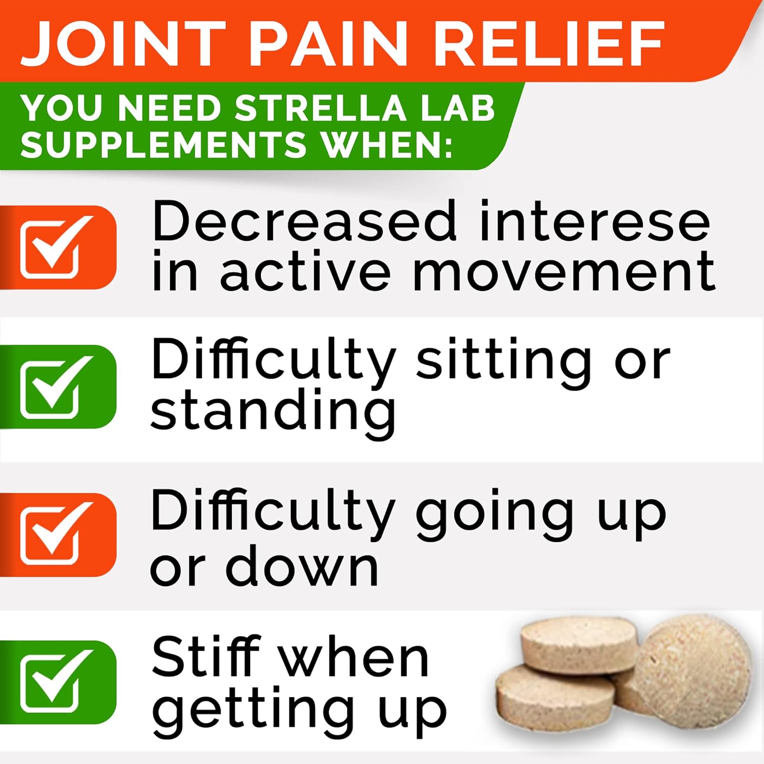 Glucosamine Tablets for Dogs - Joint Supplement w/Omega-3 Fish Oil - Chondroitin, MSM - 120 Ct H539