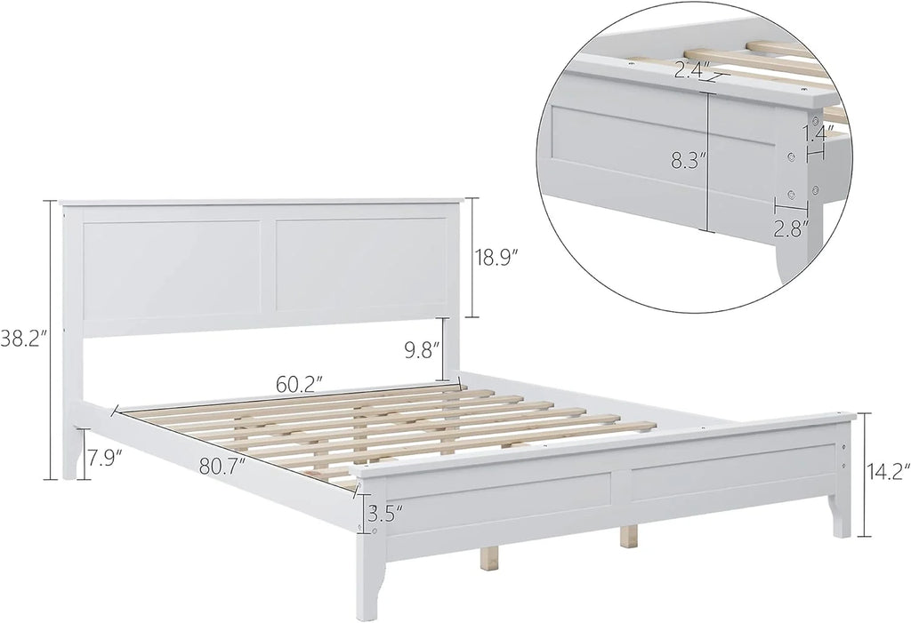 White Queen Size 3 Piece Wood Bedroom Furniture Set W720