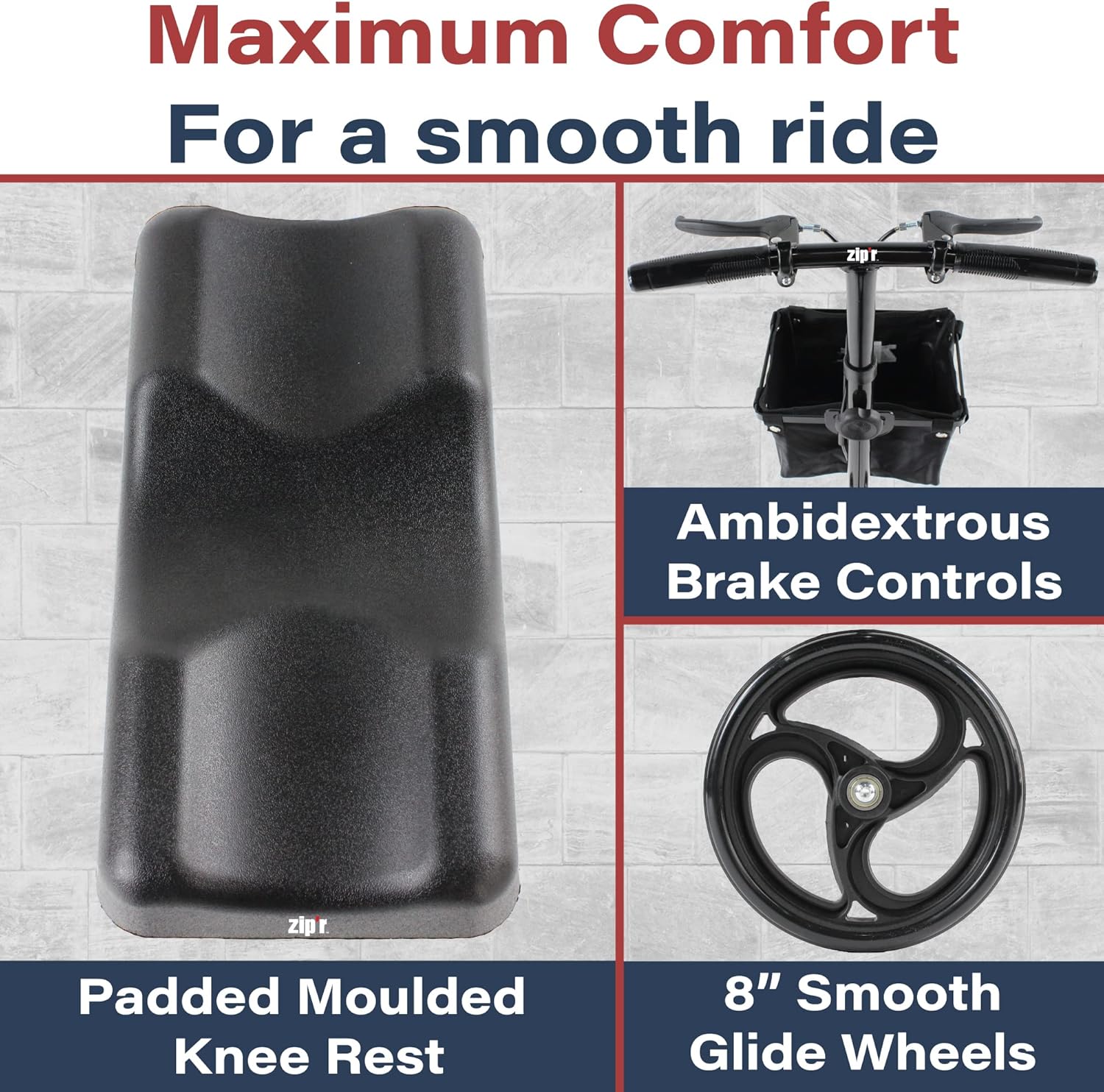 Portable Knee Scooter with Removable Storage Bag V1343