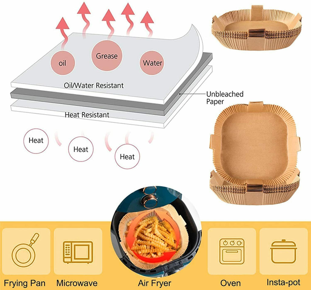 100Pcs 7.9" Air Fryer Disposable Non-Stick Paper Liners T969