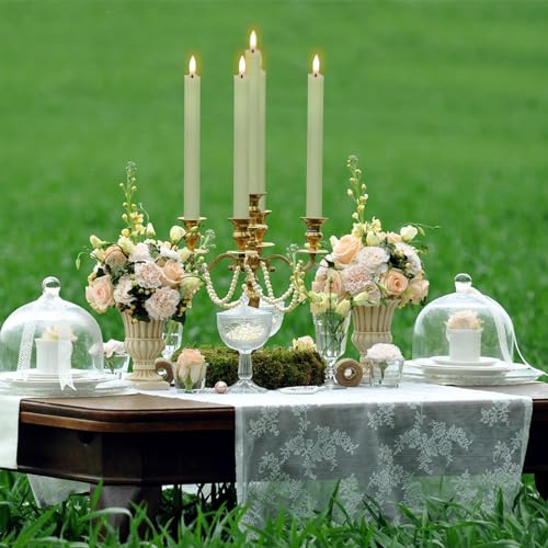 Flameless Taper Candles with Remote, Battery Operated Led Warm 3D Wick Light Real Wax Pack of 6 (Ivory, 0.78 X 9.64 Inch) H43049