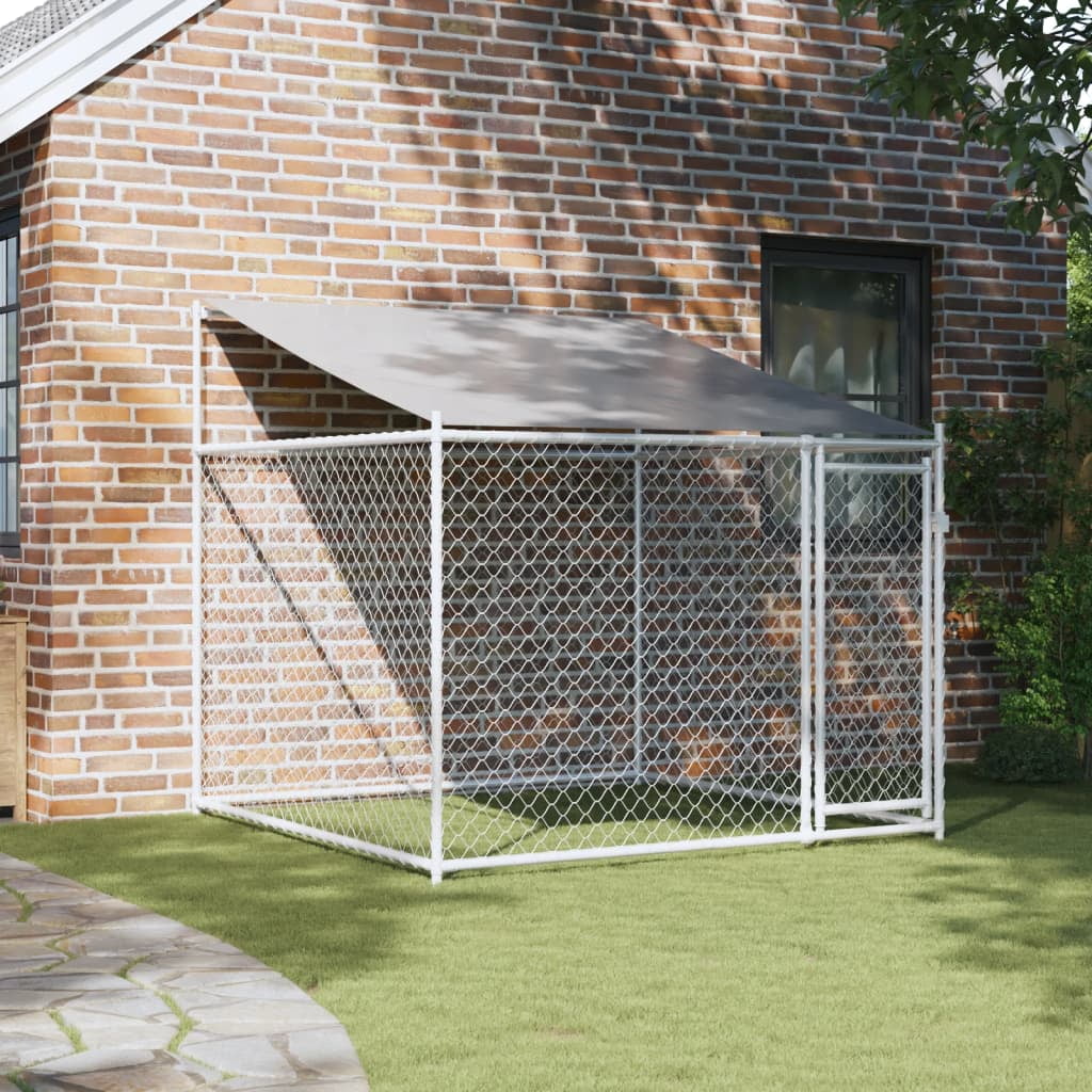 Gray Galvanized Steel Dog Cage 6.6'x6.6'x6.6' X89668
