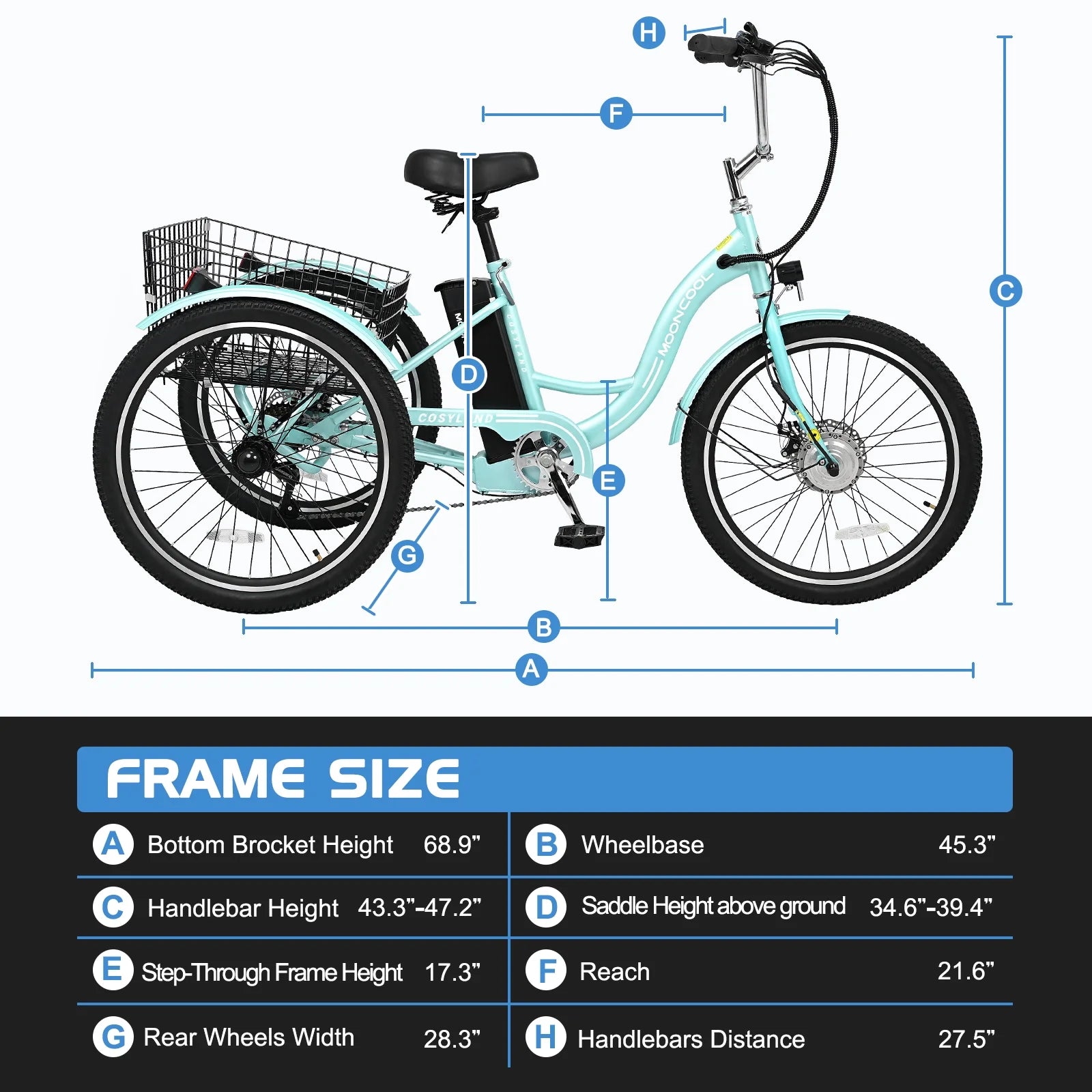 3 Wheel Electric Tricycle with Removable Lithium Battery B2604