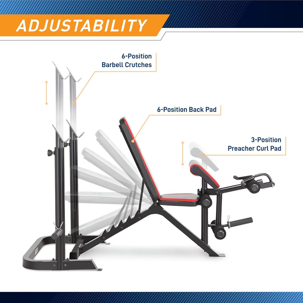 Adjustable Olympic Weight Bench with Leg Developer and Squat Rack N354291