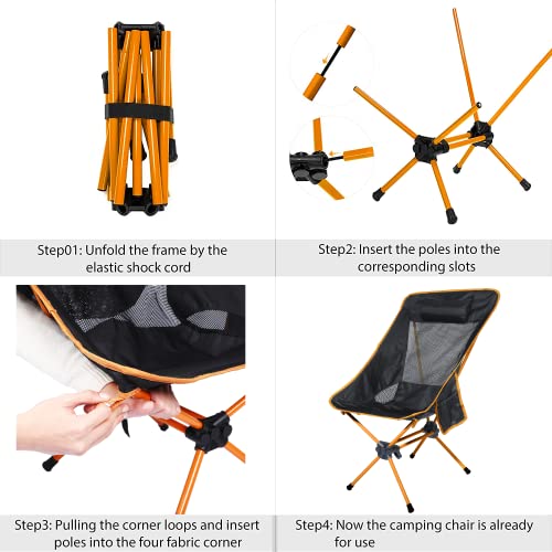 Compact Folding High Back Camping Chair with 2 Side Pockets Black/Gray W65548