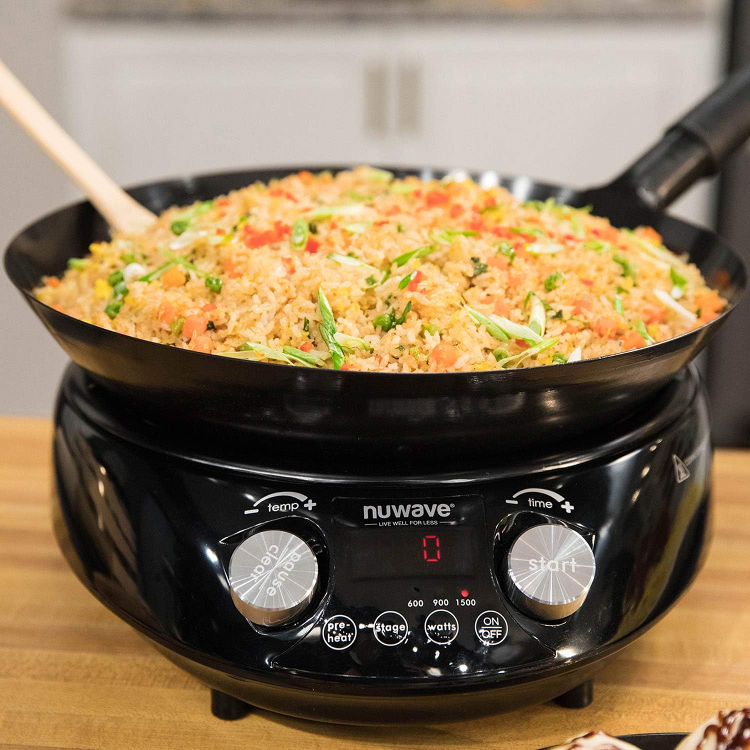 14-inch Carbon Steel Induction Wok with Tempered Glass Lid I316