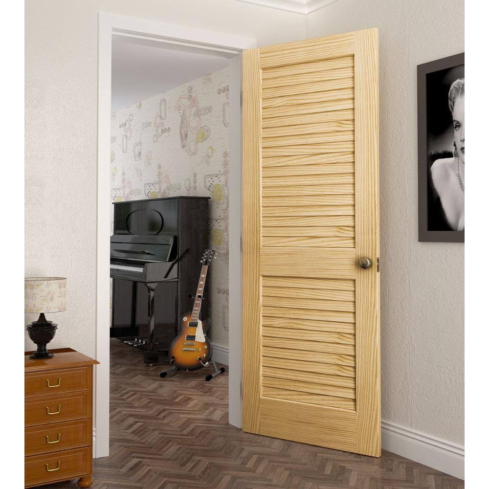 Louvered Solid Wood Primed Standard Door L793979