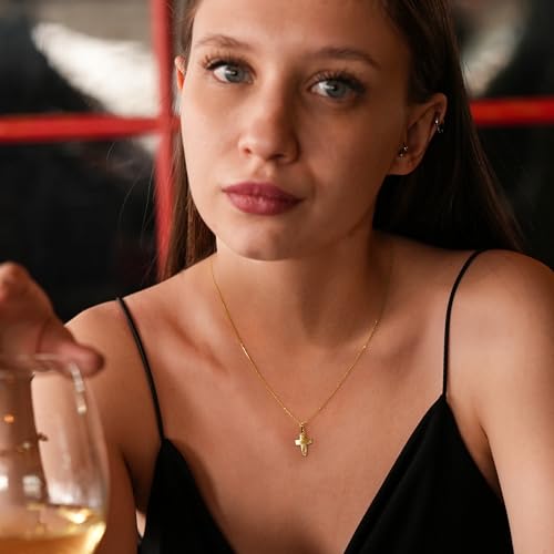 14K Solid Gold Cross Necklace R921