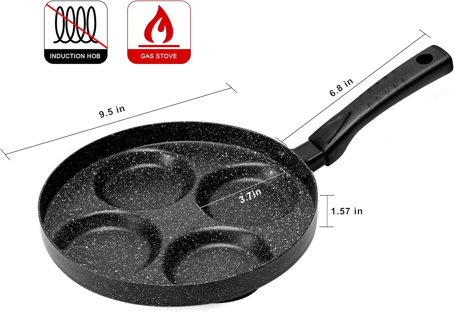 4-Cup Nonstick Egg Frying Pan with Lid and Spatula Y939