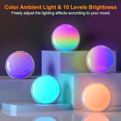 Sunrise Alarm Clock with Night Light, FM Radio, Dual Alarms E8447