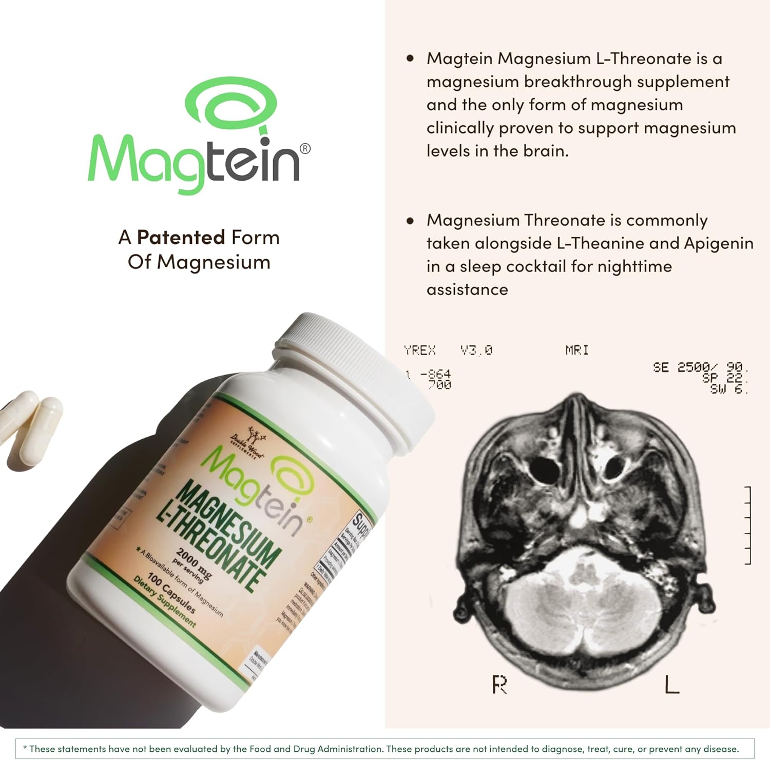 Magnesium L Threonate Capsules 2,000 mg 100 Capsules U860