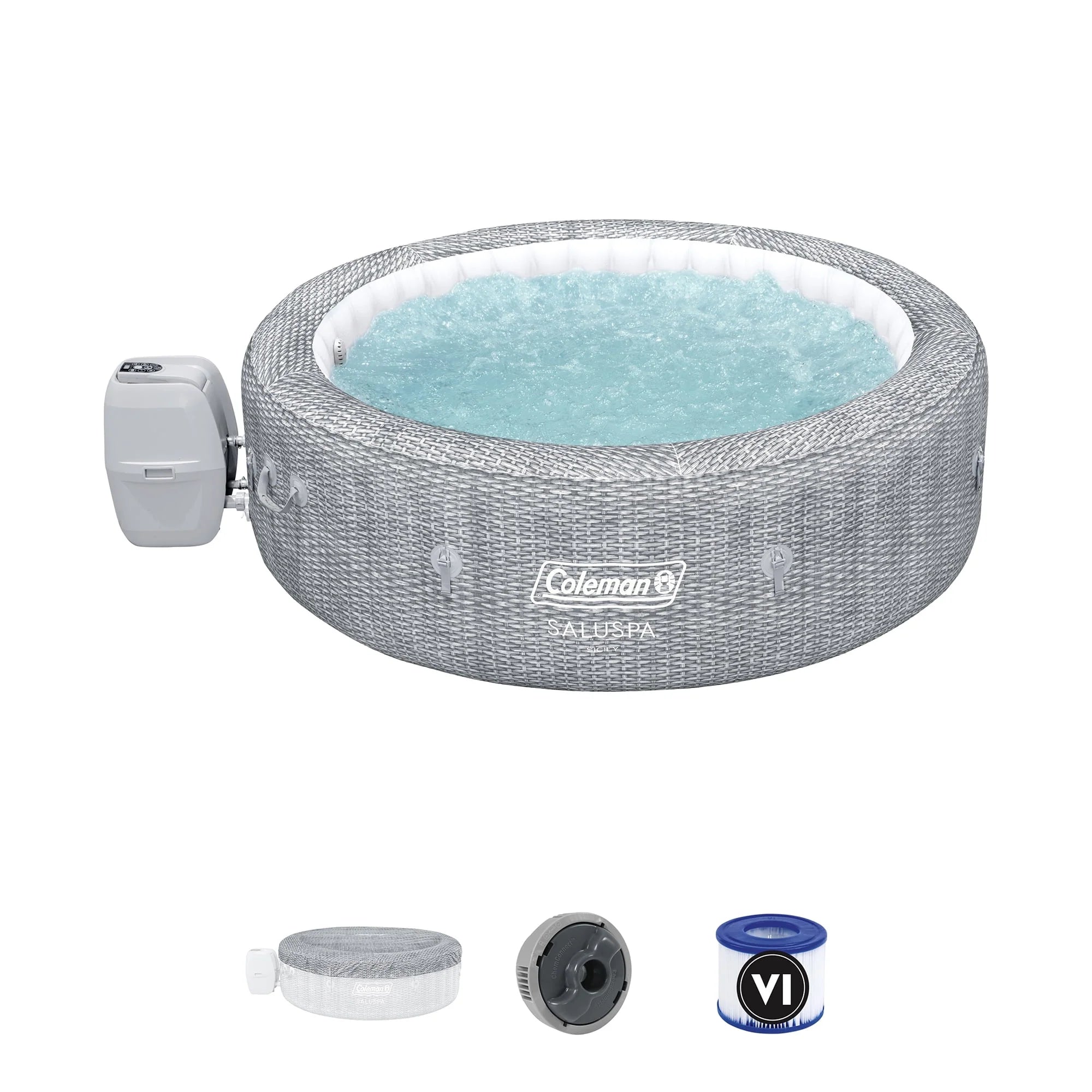 Black Inflatable Round Hot Tub with 60 Jets T8095