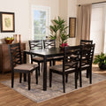 Sand Fabric Upholstered Dark Brown Wood 2-Piece Dining Chair Set P601540