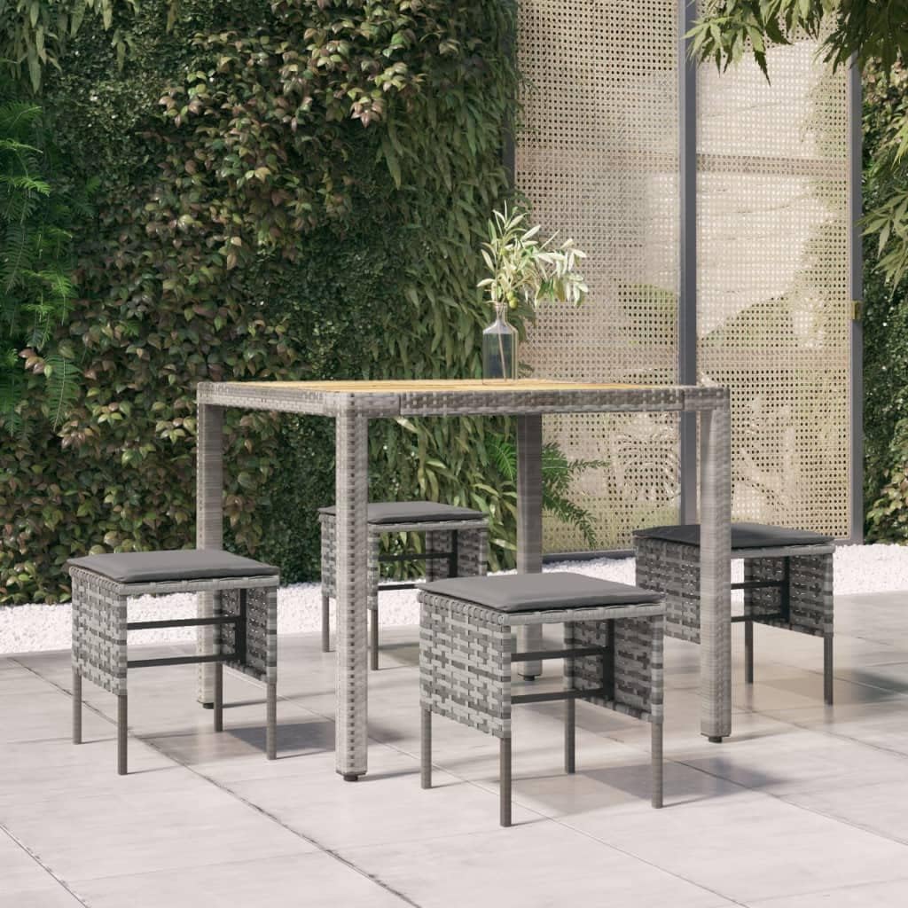 4 pcs Gray Poly Rattan Outdoor Sectional Patio Furniture Set with Cushions Y543162