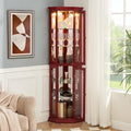 Corner Curio Cabinet Lighted Display with Glass Doors & 4 Adjustable Glass Shelves Z22947