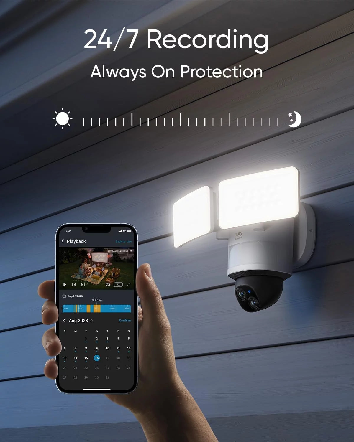 Floodlight Camera, Wired Camera, 3K+2K Dual Camera, 360° Pan and Tilt, Dual-Band Wi-Fi, Local Storage P475