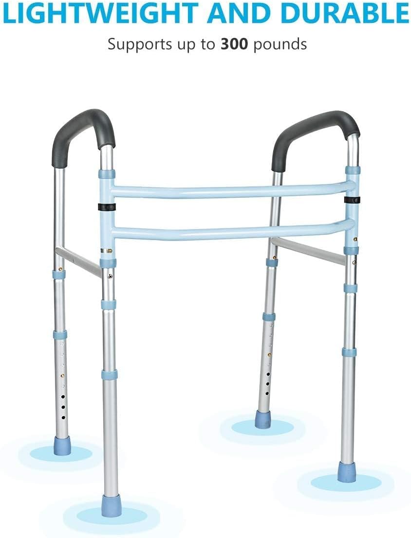 Stand Alone Toilet Safety Rail and Folding Shower Commode Wheelchair Heavy Duty Medical Toilet Safety Frame Adjustable Bathroom Toilet Handrails N65496
