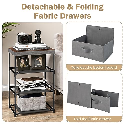 Black Fabric Dresser Set of 2 with 2 Drawers A12136