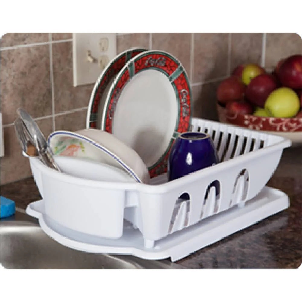 White Plastic 2 Piece Dish Drainer Set U179420