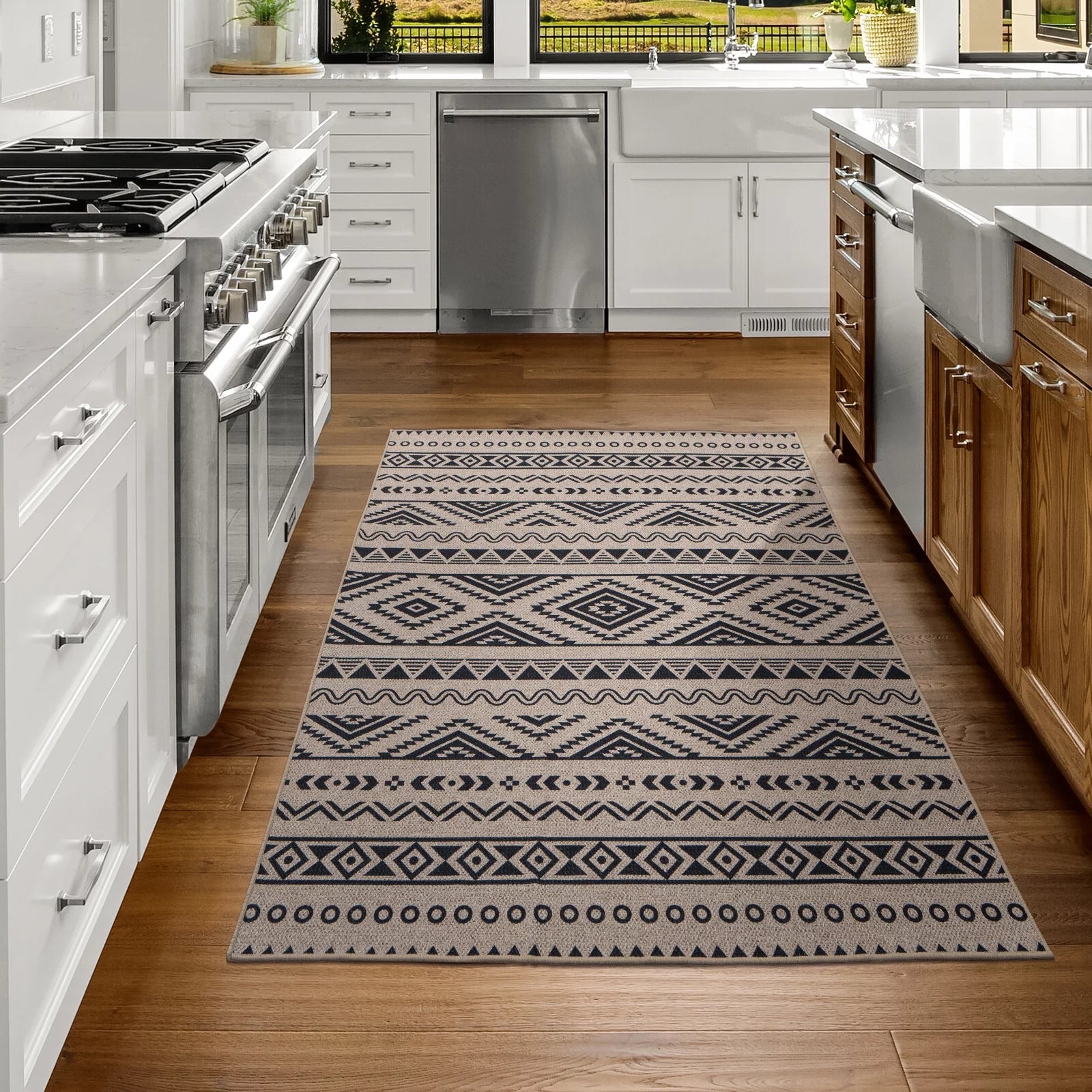 6x9 Washable Non-Slip Geometric Area Rug E539