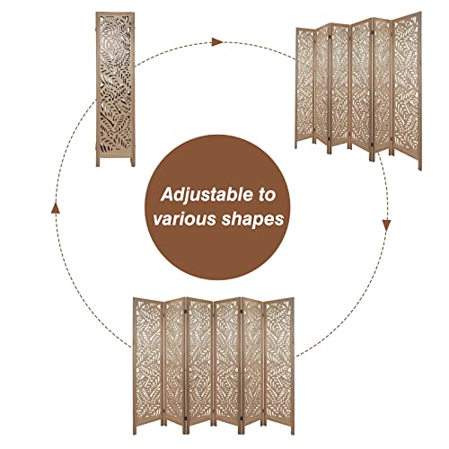 Light Brown 6 Panel Folding Wood Room Divider S6668